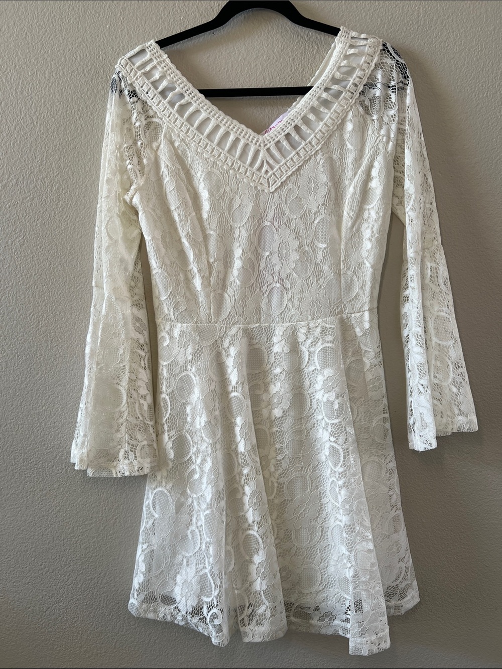 Ultra Pink White Lace Crochet Dress